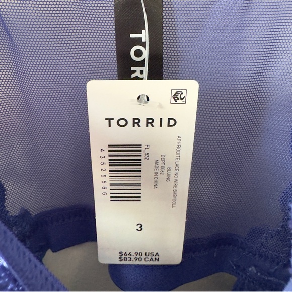 Torrid Aphrodite Lace No Wire Babydoll Blue Slip Adjustable Spaghetti Straps NWT - Picture 7 of 10